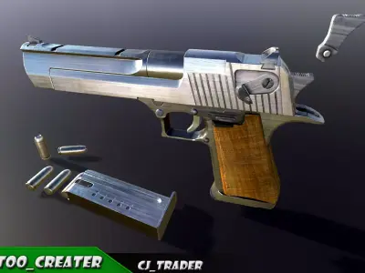 Pistol Desert Eagle Low-poly PBR 3D model Low-poly 3D model