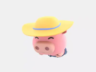 Cute Pig 3D Illustration 3D model