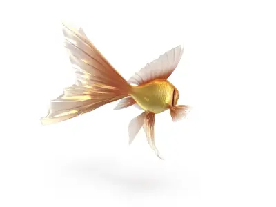 Fantasy Gold Fish rig Low-poly 3D model