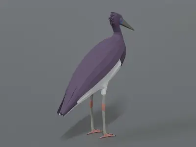 Low Poly Cartoon Abdim Stork Low-poly 3D model