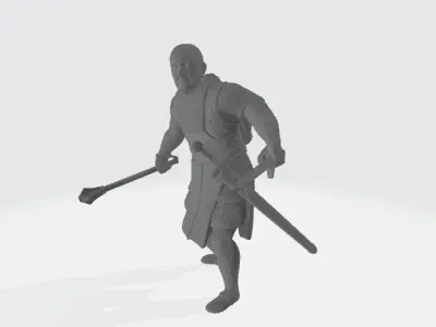 Medieval knight with mace and dagger 3D print model