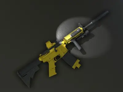 Cyberpunk Rifle MA41 Low-poly 3D model