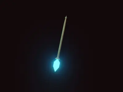 Stylized Mage Staff 3D Model Low-poly 3D model