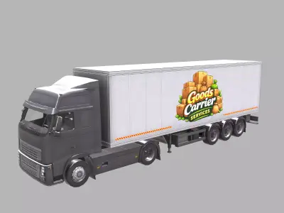 Goods Carrier Truck Low Poly Low-poly 3D model