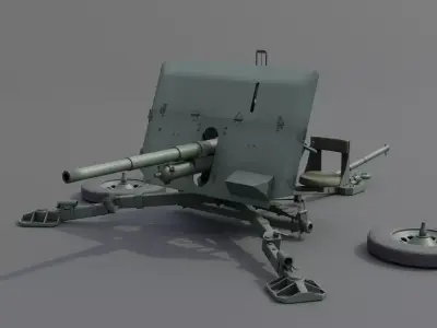 Ordnance QF 2 Pounder Anti-Tank Gun Low-poly 3D model