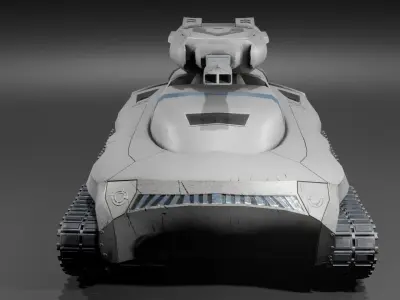 Futuristic Sci-fi Modern War Tank White Low-poly 3D model