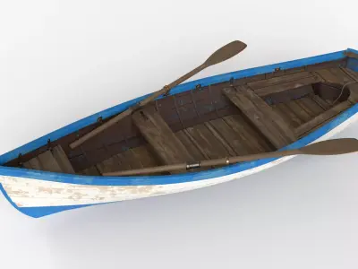 Old wooden white boat 3D model