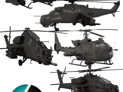 Military helicopter collection 3D model