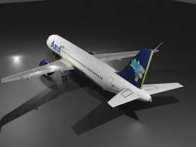 Airbus a320neo Azul Airlines 3D Model with cockpit Low-poly 3D model