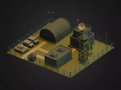Military Base 3D Model Low-poly 3D model