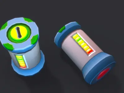 Battery with parametric  texture Low-poly 3D model