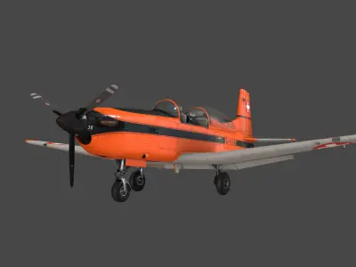 Pilatus PC-7 Mk-I SAFOrange Low-poly 3D model