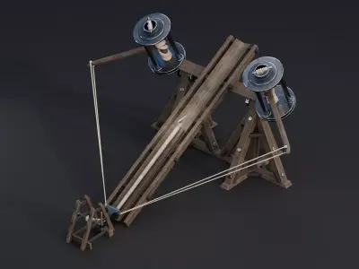 Medieval Siege Weapon - Big Ballista Low-poly 3D model