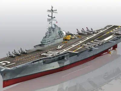 USS Hancock CV-19 Essex-class aircraft carriers 3D model
