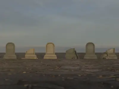 Hand Sculpted cemetery gravestones part 7 Low-poly 3D model