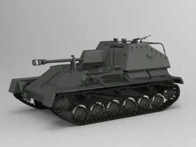 Self-propelled gun SU-76 3D model