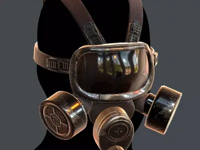 Gas mask helmet 3d model scifi Low-poly Low-poly 3D model