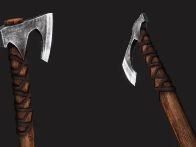 Viking Battle Axe Low-poly 3D model