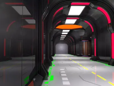 Sci Fi Corridor Futuristic 3D model 2