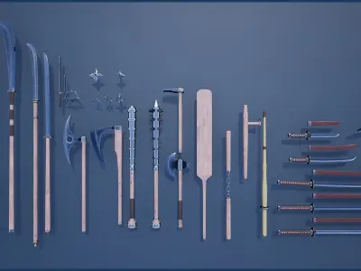 Japanese Weapon Collection Low-poly 3D model