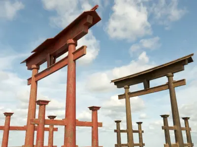 ancient tori gate Low-poly 3D model