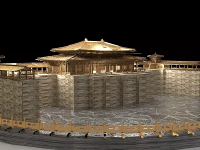 Chinese ancient house Low-poly 3D model