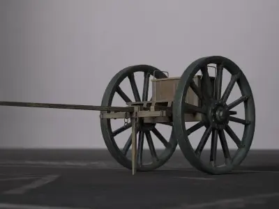 Wooden cart Low-poly 3D model