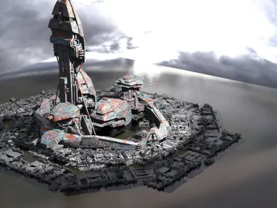 Moon base kit bash 3D model