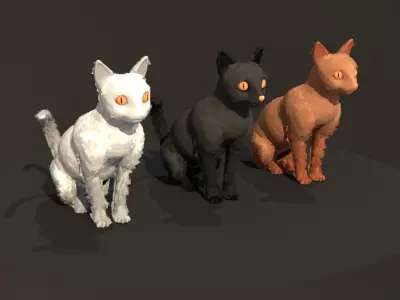 Paint Poly - Cats - Rigged and Animated Low-poly 3D model