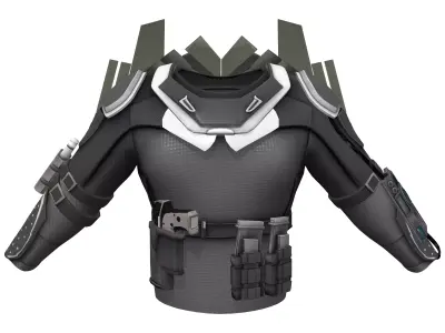 Sci-fi Cyborg Ranger Warrior Top With Guns Ammunition Low-poly 3D model