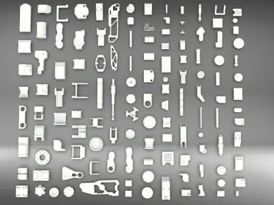 Kitbash-4 set of plastic parts 3D model