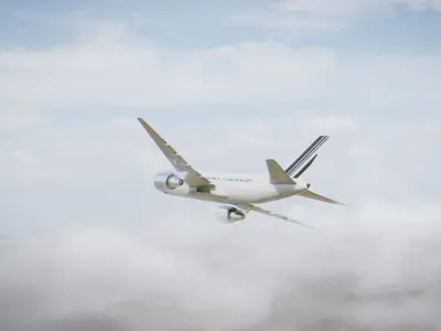 Plane in Clouds - Day time and night time Low-poly 3D model