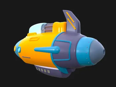 Cartoon ship Low-poly 3D model