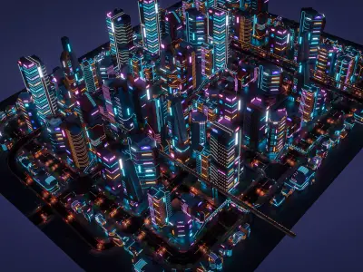 SCIFI CYBERPUNK FUTURISTIC CITY SCENE WITH ALL THE ASSET 3D Model Collection