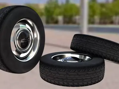 Fiat 500 wheel Low-poly 3D model