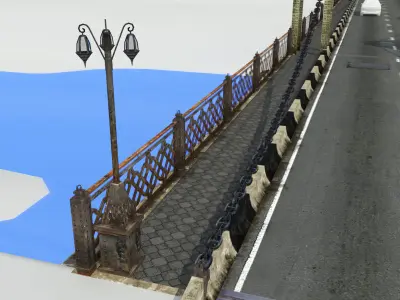 Chain Bridge Kutaisi Low-poly 3D model