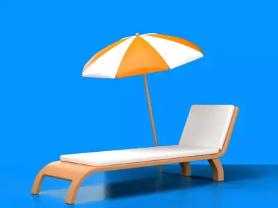 -beach chair Low-poly 3D model