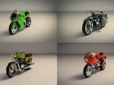 Low Poly Motorcycle Pack 01 3D Model Collection