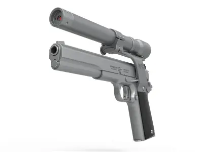 Pistol AMT Hardballer Long Slide from the movie Terminator 1984 3D model