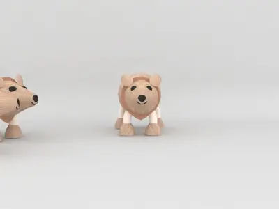 my son toy wooden bear Low-poly 3D model