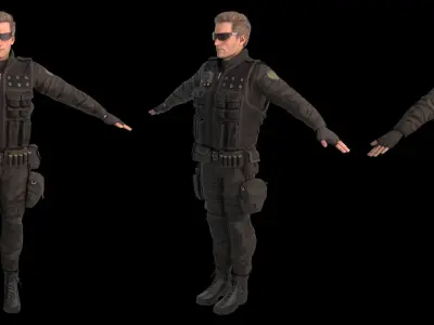 Male SWAT Officer Rigged Low-poly 3D model