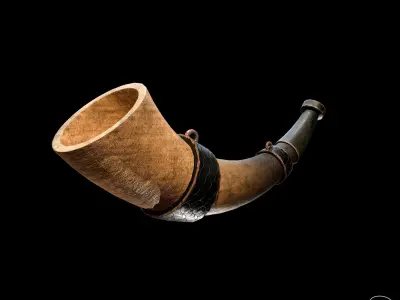 3D Horn wooden pipe Low-poly 3D model