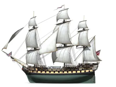 HMS Bellona 1760 3rd Rate Low-poly 3D model