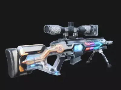 Cyberpunk Sci-Fi Sniper Rifle - Game Ready PBR Low-poly 3D model