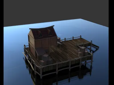 Sea Side Fishing house Low-poly 3D model