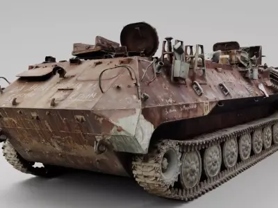 russian MT-LB armored vehicle destroyed by Ukrainian army 3D model