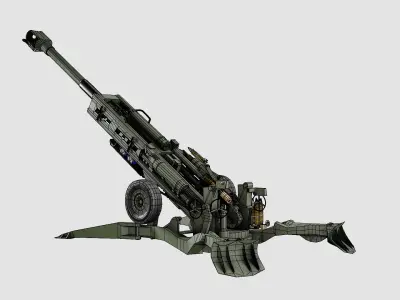 Lowpoly M777 Lightweight Towed Howitzer Low-poly 3D model