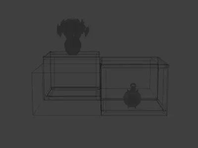 table coffee with clock and flowers Free low-poly 3D model