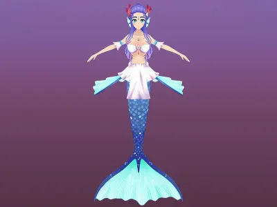 Monster Girl Mermaid Low-poly 3D model