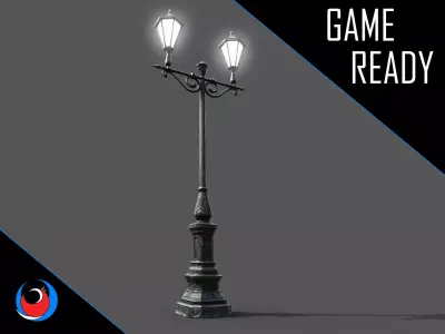 Victorian street lamp Low-poly 3D model